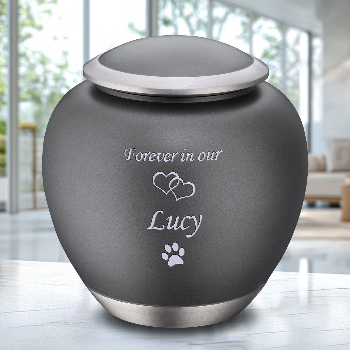 Shadow Large Pet Urn French Grey & Bru Pewter