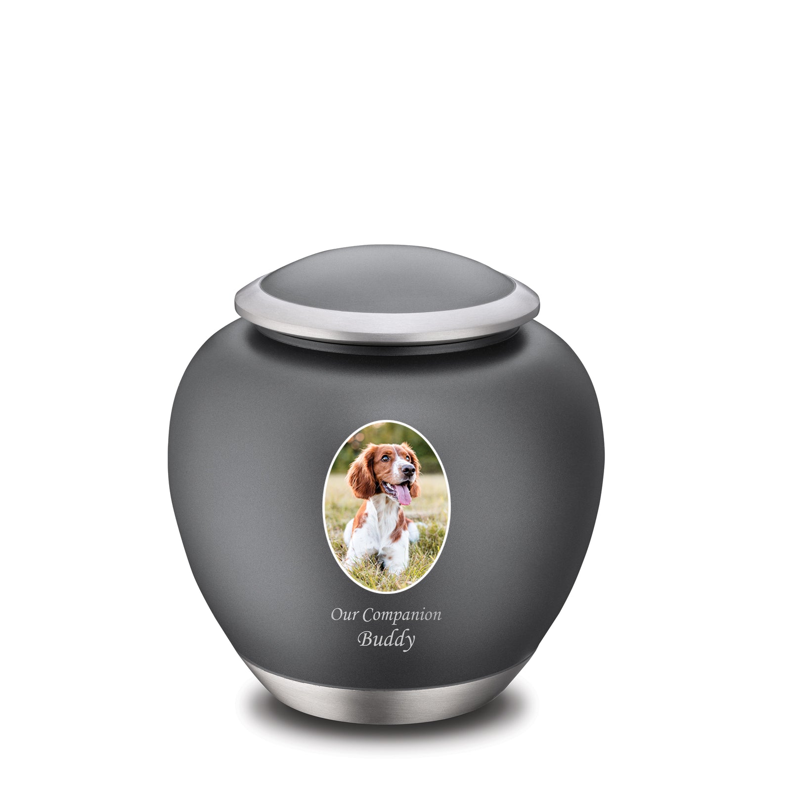 Shadow Medium Pet Portrait Urn French Grey & Bru Pewter