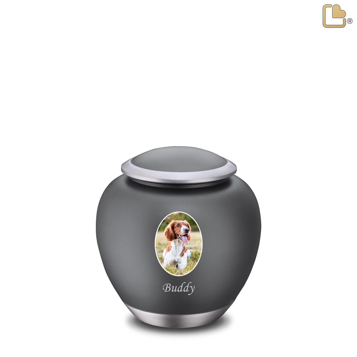 Shadow Small Pet Portrait Urn French Grey & Bru Pewter