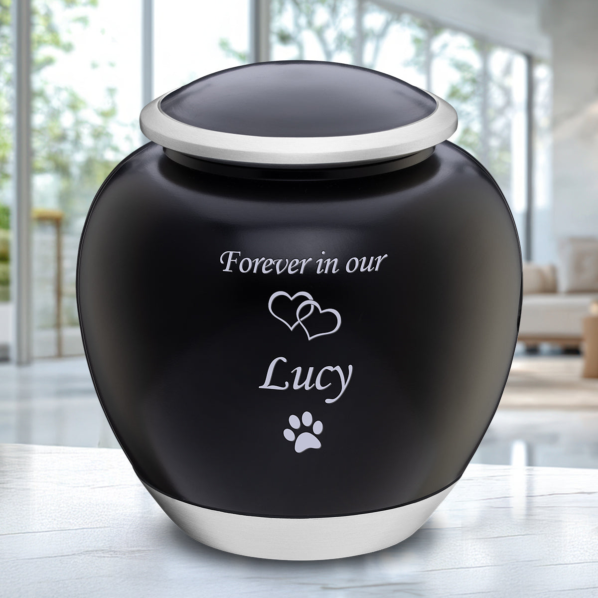 Shadow Large Pet Urn Black & Bru Pewter
