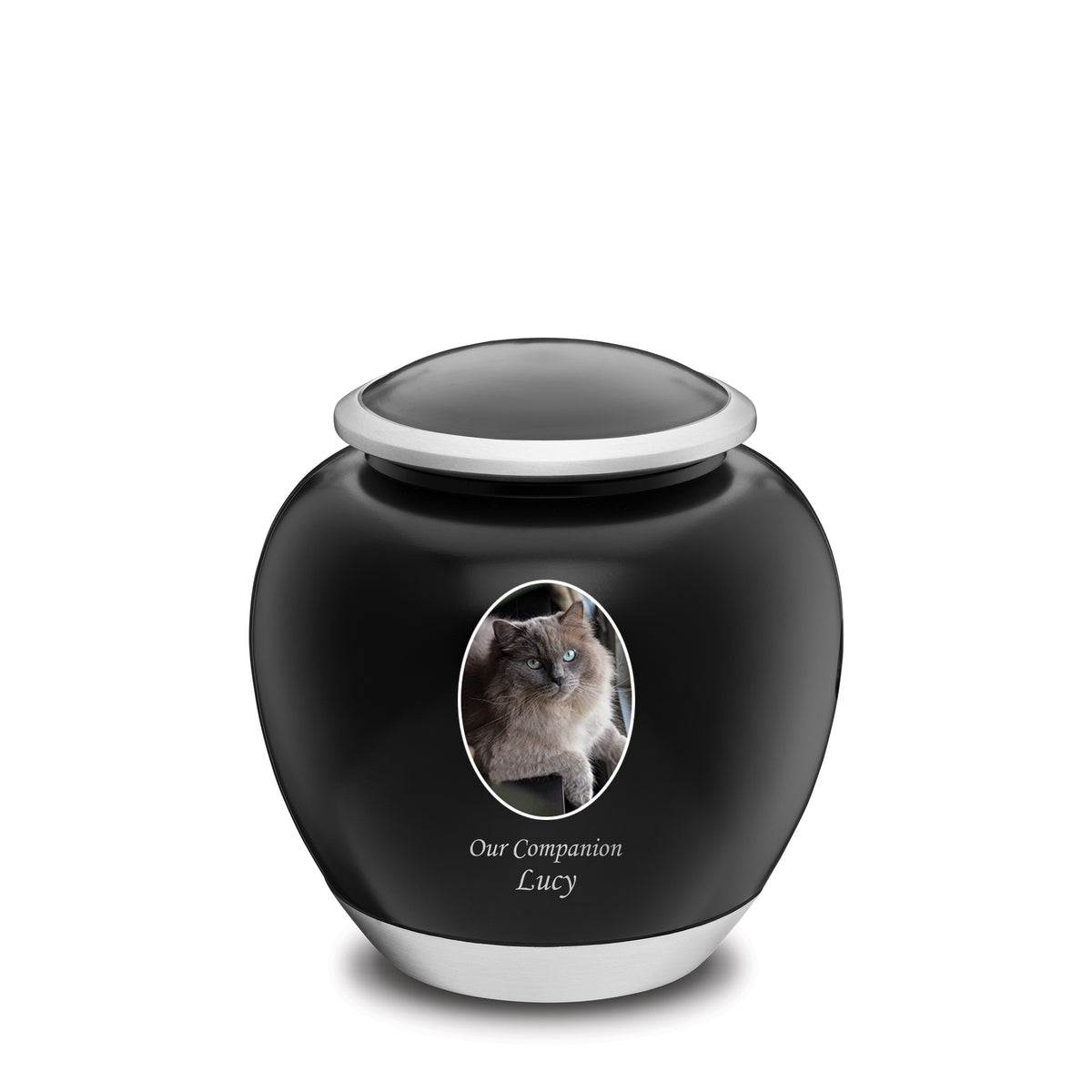 Shadow Medium Pet Portrait Urn Black &amp; Bru Pewter