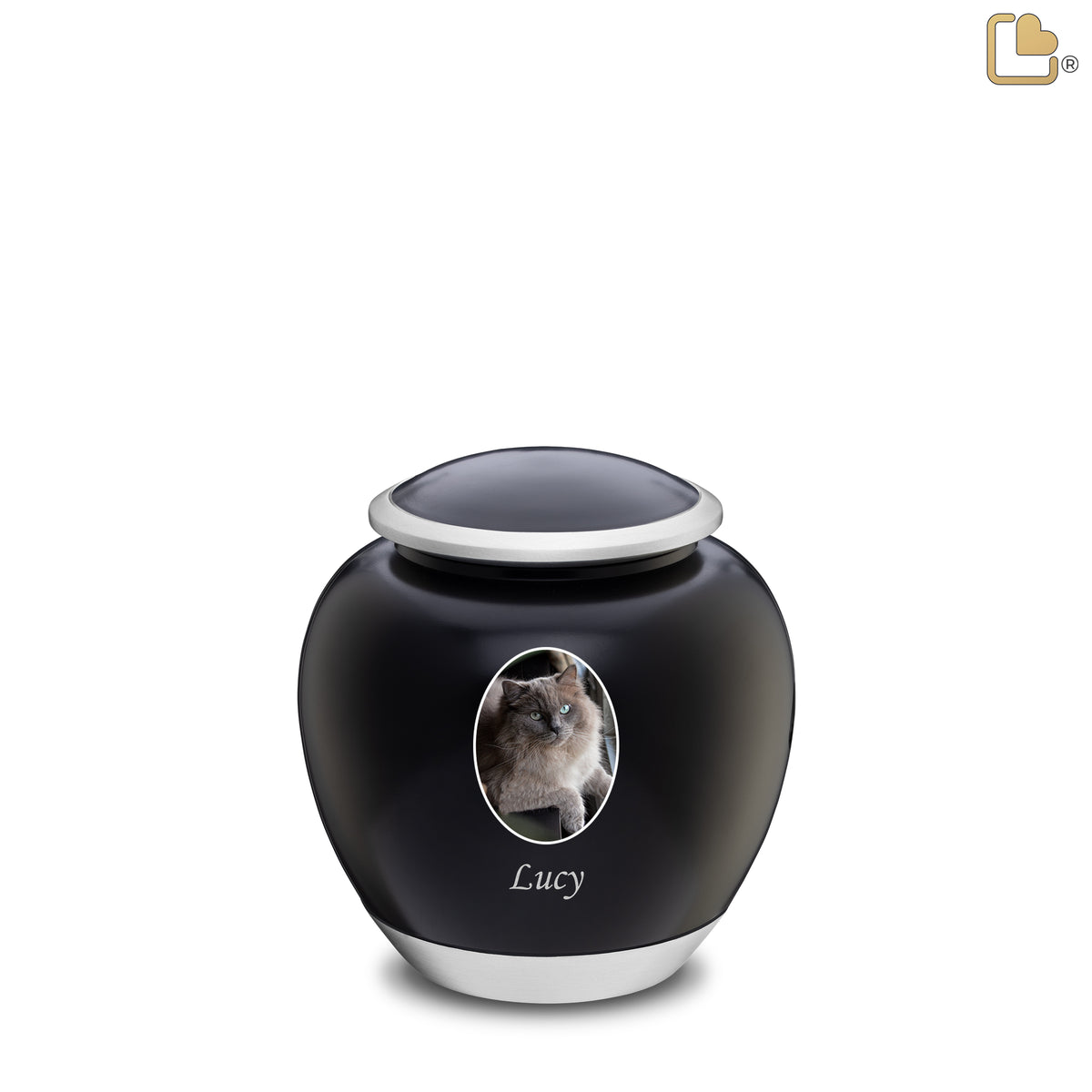 Shadow Small Pet Portrait Urn Black & Bru Pewter