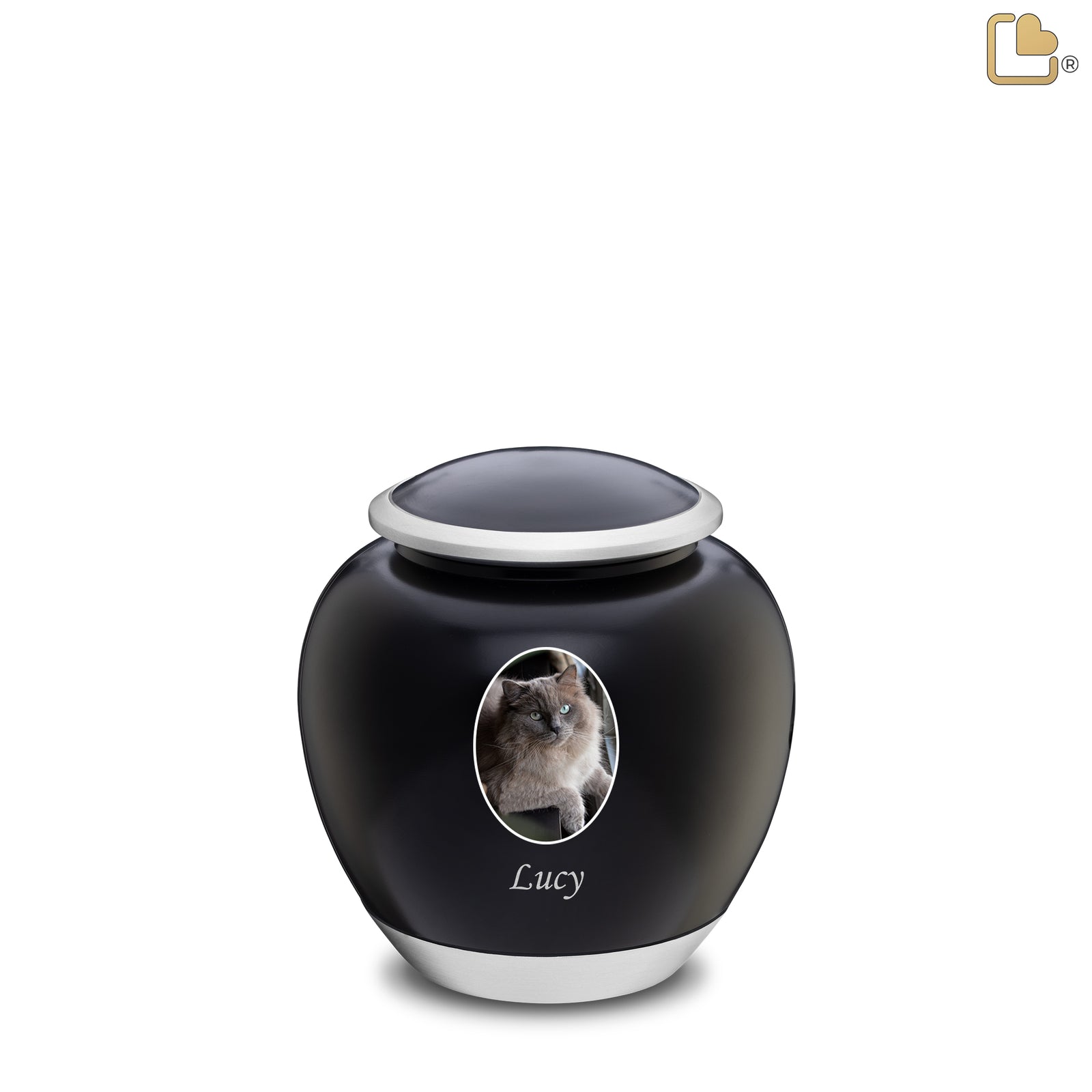 Shadow Small Pet Portrait Urn Black & Bru Pewter