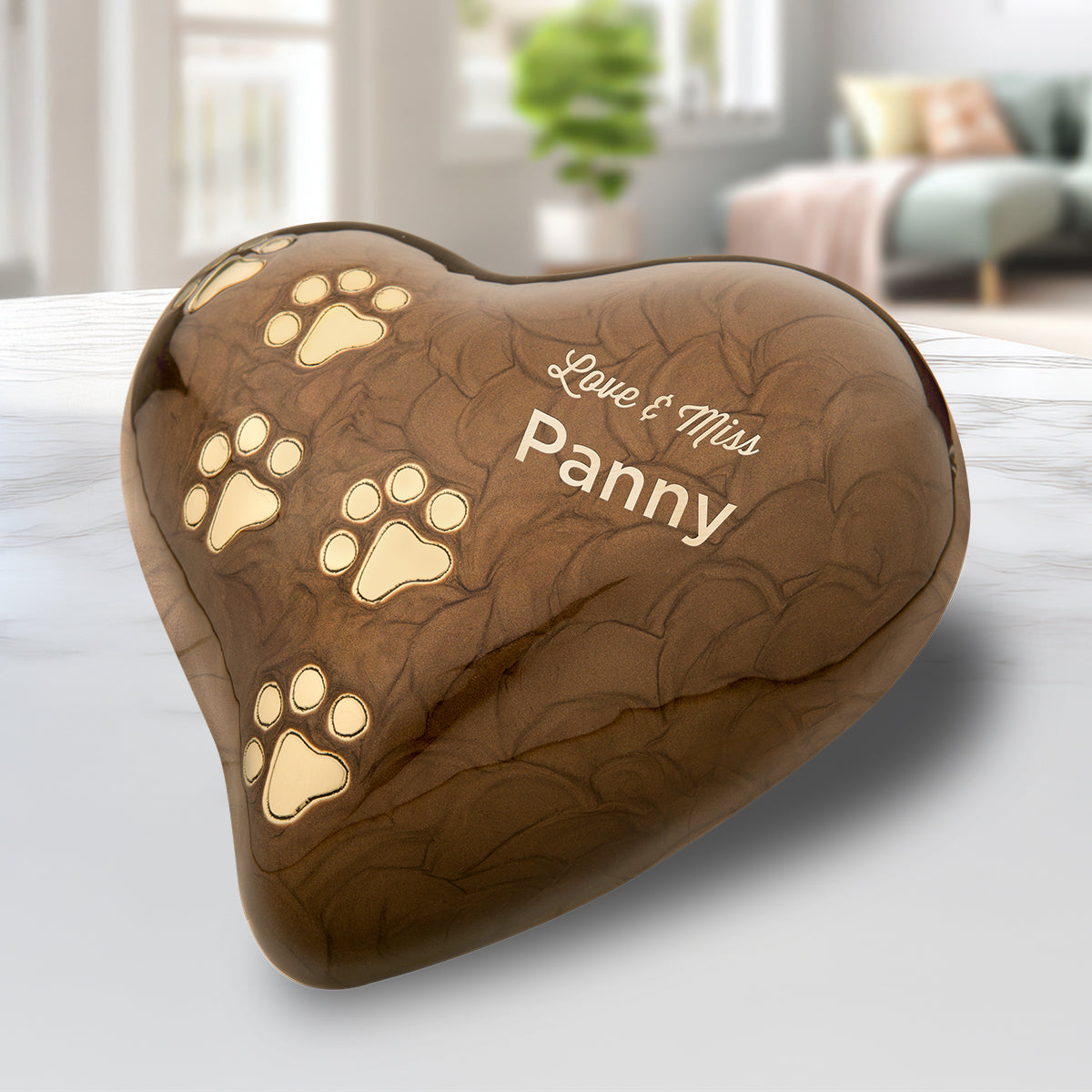 Large Heart Pet Urn Pearl Bronze & Brushed Gold