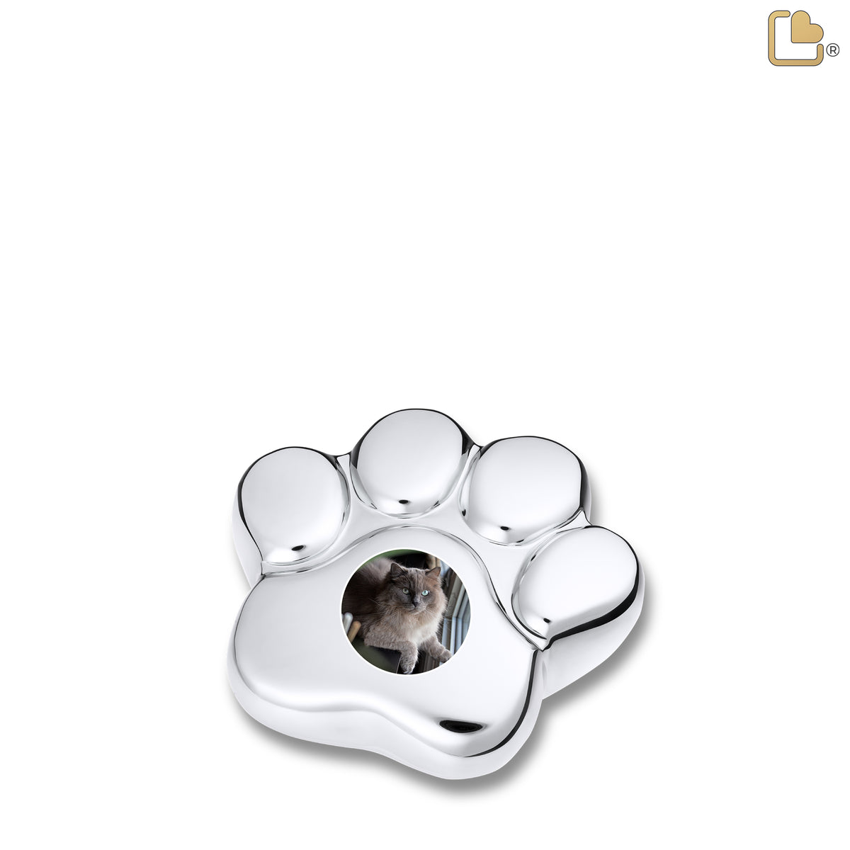 LovePaw Portrait Shiny Silver Keepsake Pet Cremation Urn