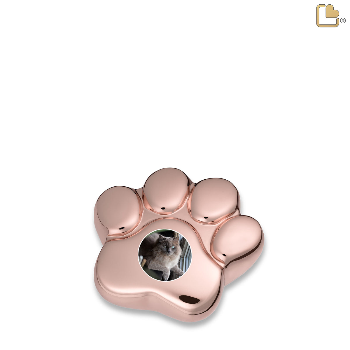 LovePaw Portrait Shiny Rose Gold Keepsake Pet Cremation Urn