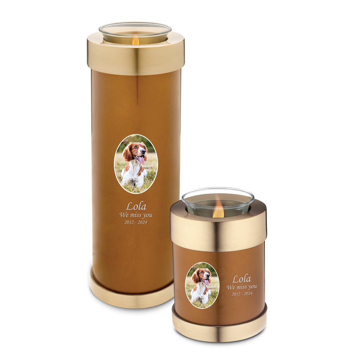 Tealight Pet Portrait Bronze Tall Urn