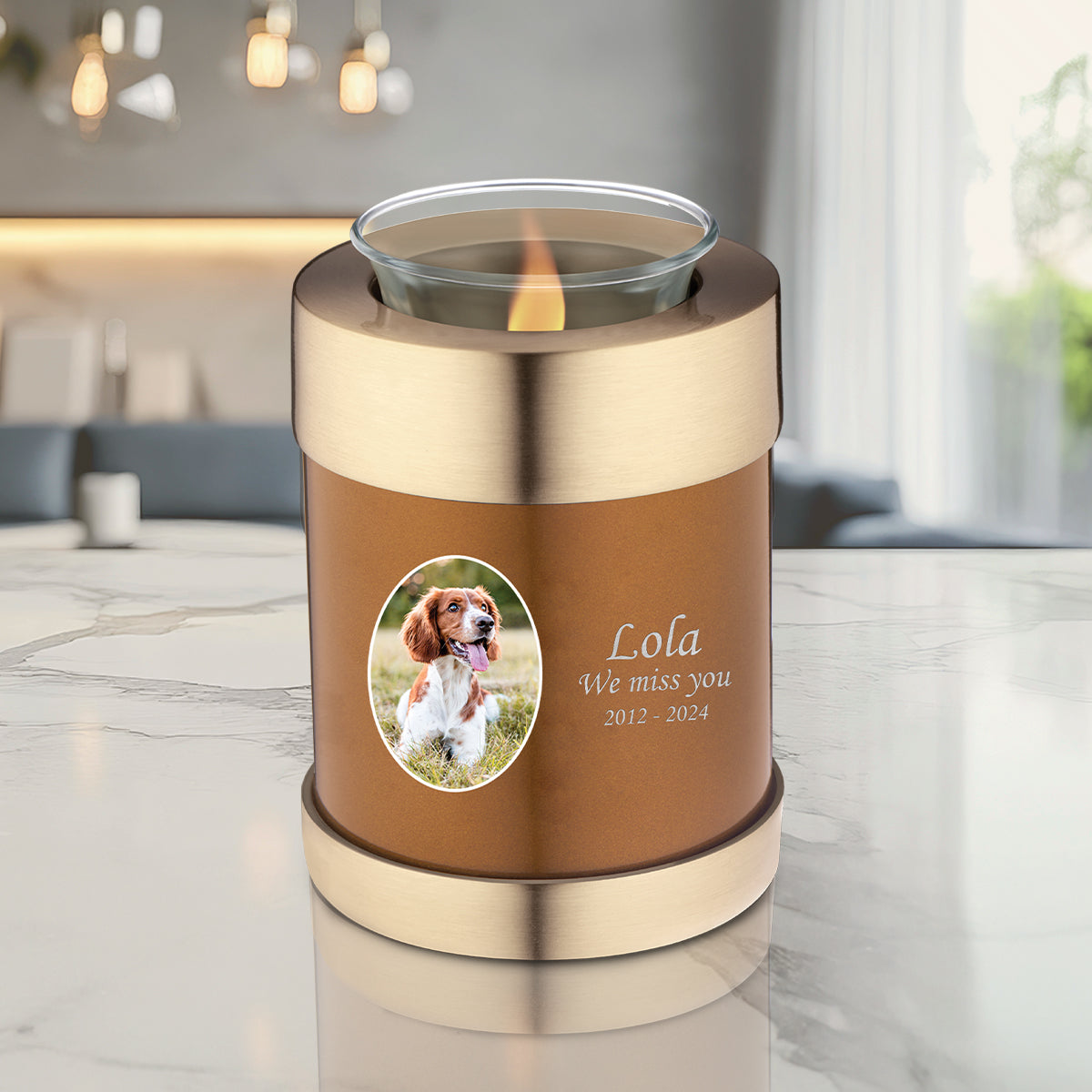 Tealight Portrait Pet Bronze Urn