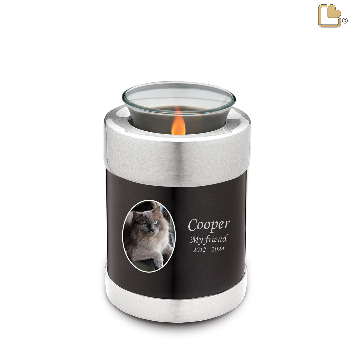 Tealight Pet Portrait Midnight Urn