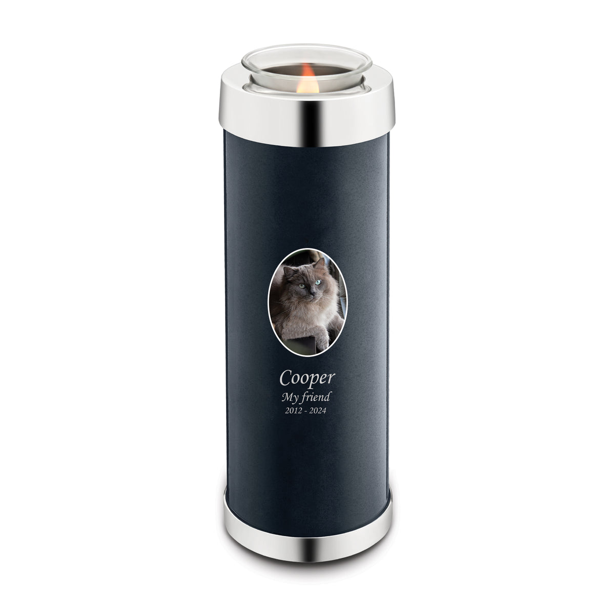 Tealight Pet Portrait Midnight Tall Urn