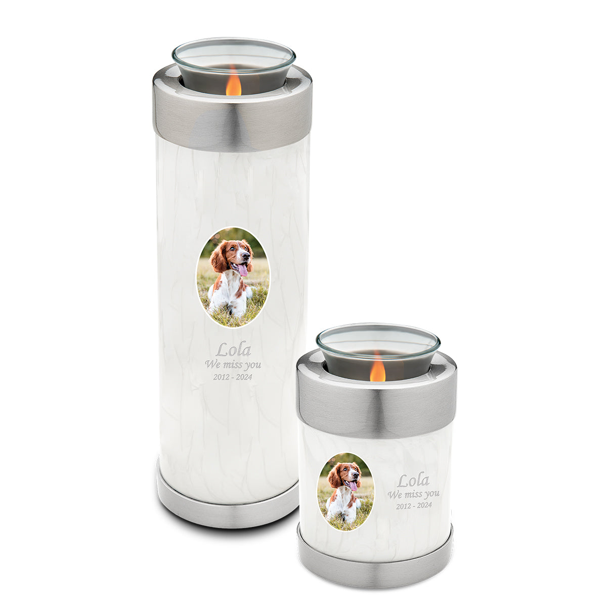 Tealight Pet Portrait Pearl Tall Urn
