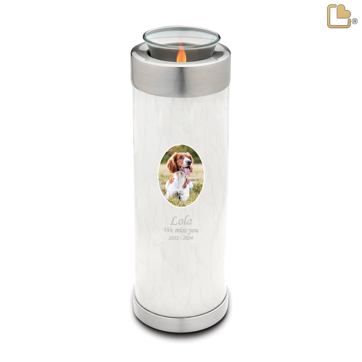 Tealight Pet Portrait Pearl Tall Urn