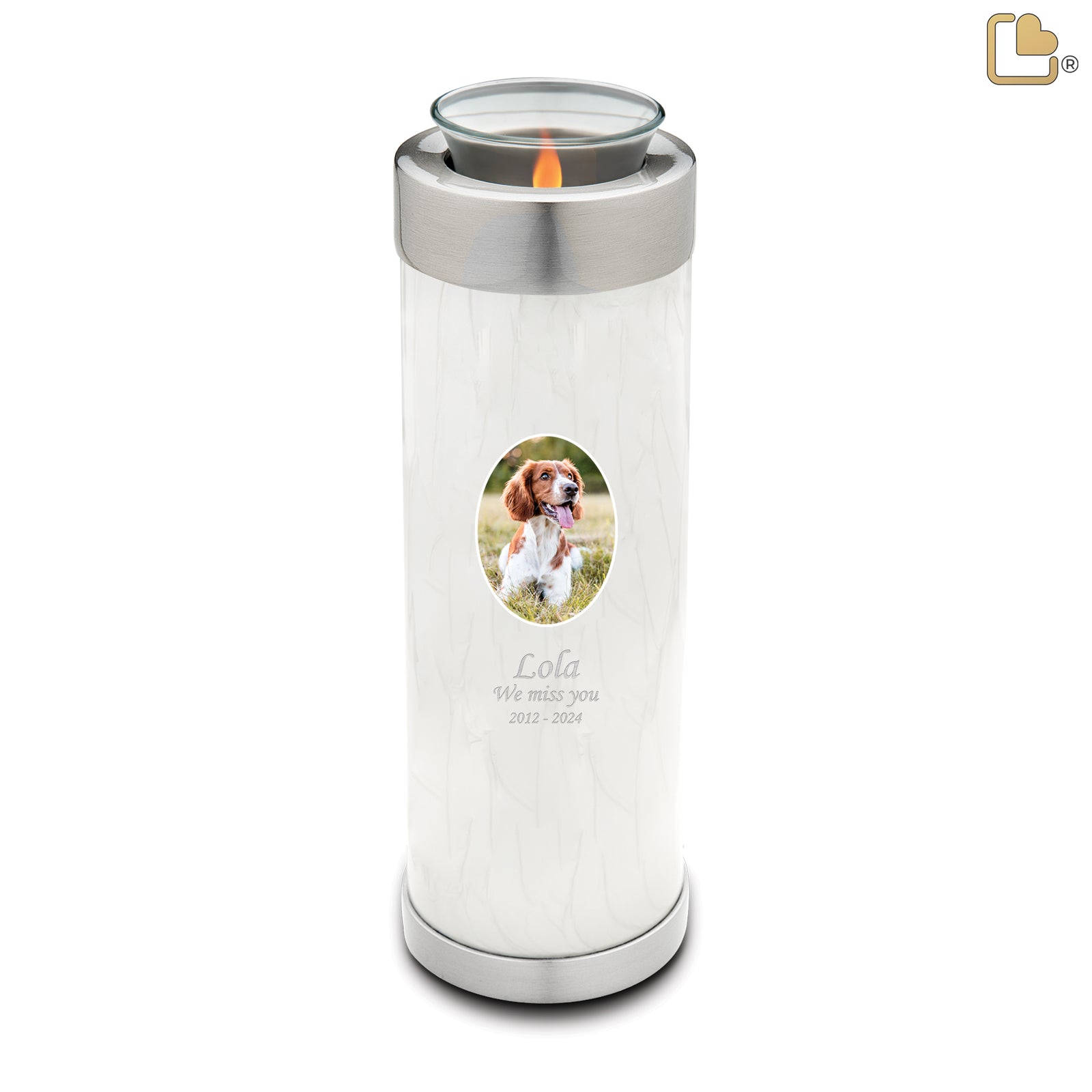 Tealight Pet Portrait Pearl Tall Urn