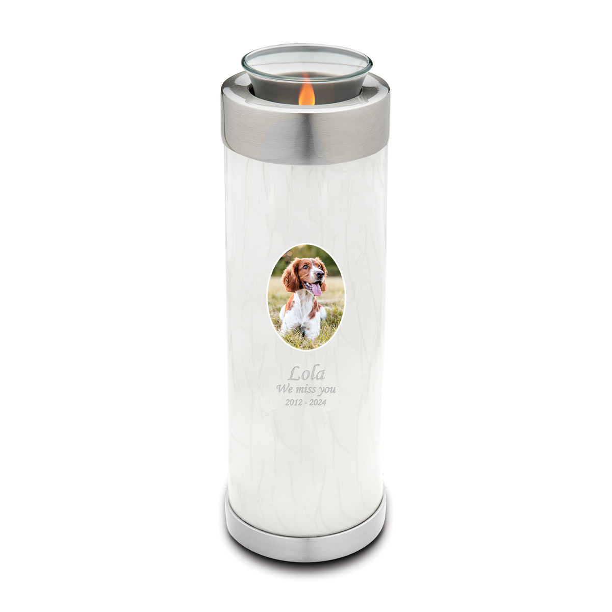 Tealight Pet Portrait Pearl Tall Urn