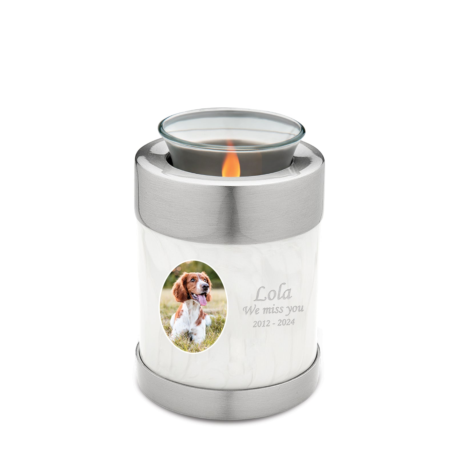 Tealight Pet Portrait Pearl Urn