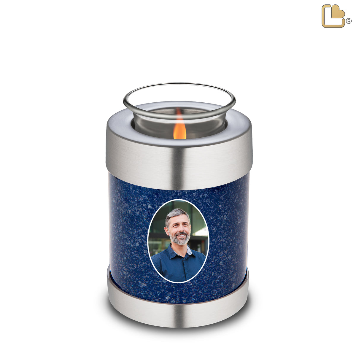 Tealight Speckled Indigo Portrait Cremation Urn