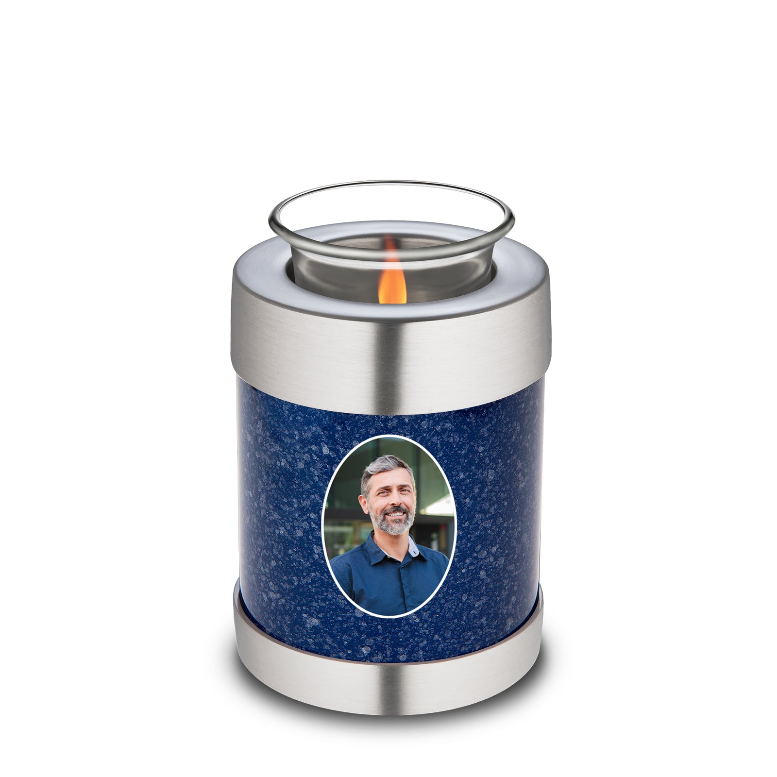 Tealight Speckled Indigo Portrait Cremation Urn