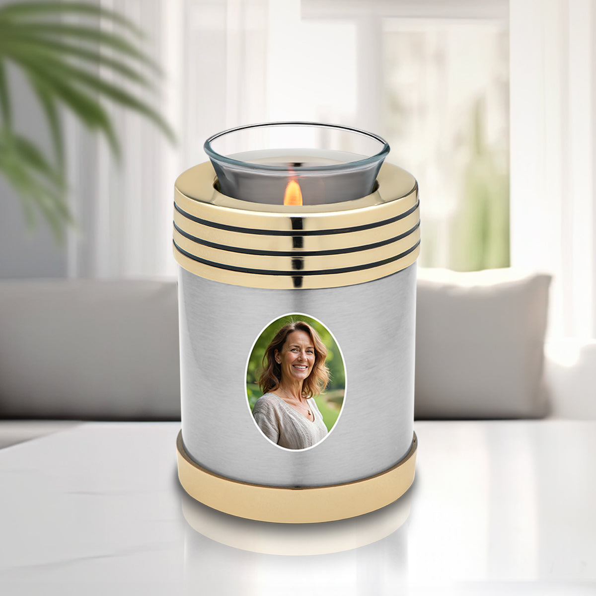 Tealight Pewter Portrait Cremation Urn