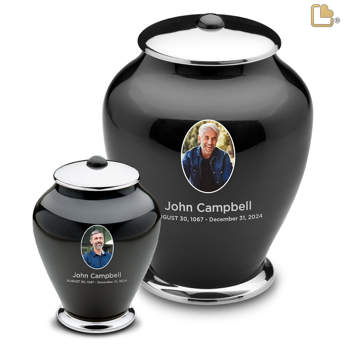 Adult Tall Simplicity Portrait Midnight Cremation Urn - COMFORT by LoveUrns