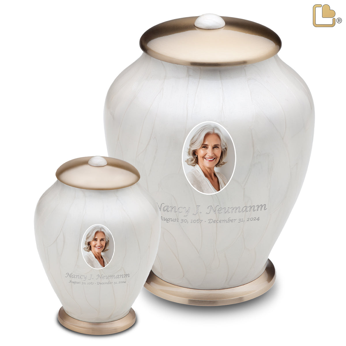 Adult Tall Simplicity Portrait Pearl Cremation Urn - COMFORT by LoveUrns
