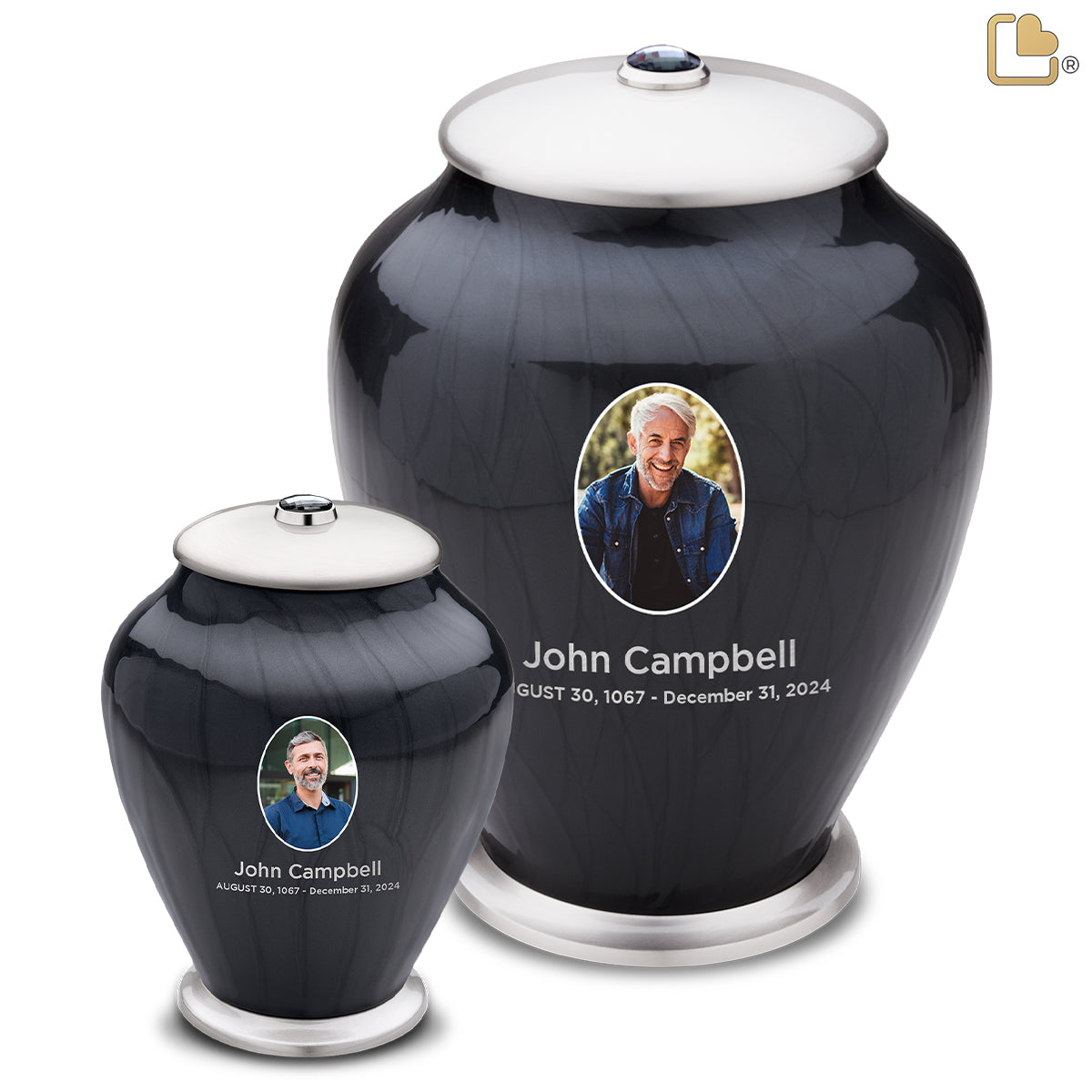 Adult Tall Simplicity Portrait Midnight Pearl Cremation Urn - COMFORT by LoveUrns