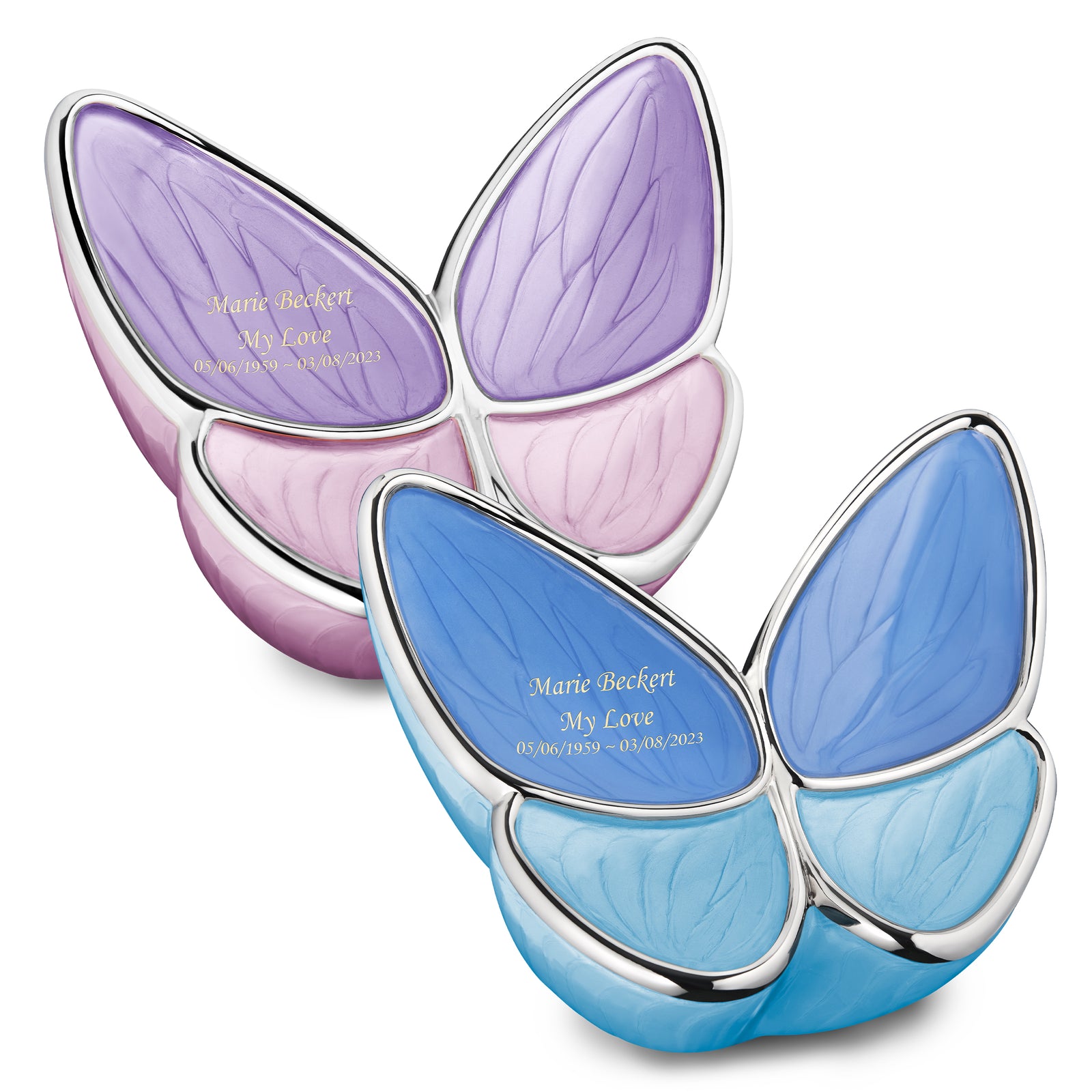 Adult Wings of Hope Butterfly Blue & Lavender Companion Cremation Urn - Set of 2