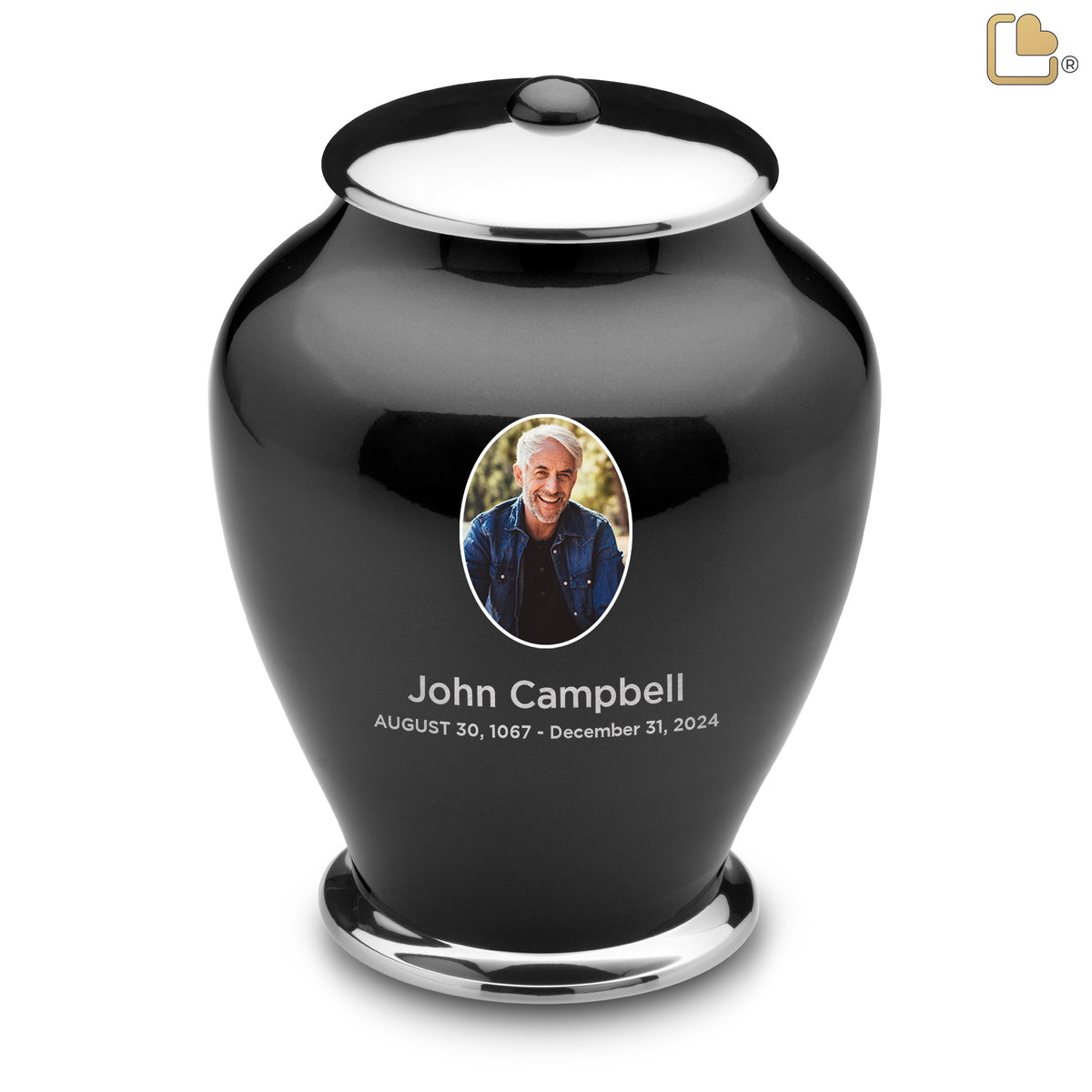 Adult Tall Simplicity Portrait Midnight Cremation Urn - COMFORT by LoveUrns