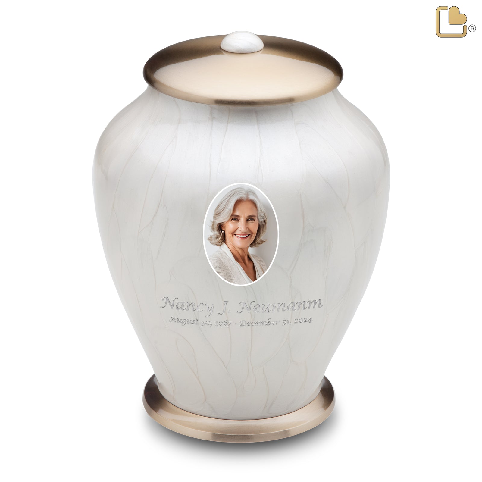 Adult Tall Simplicity Portrait Pearl Cremation Urn - COMFORT by LoveUrns