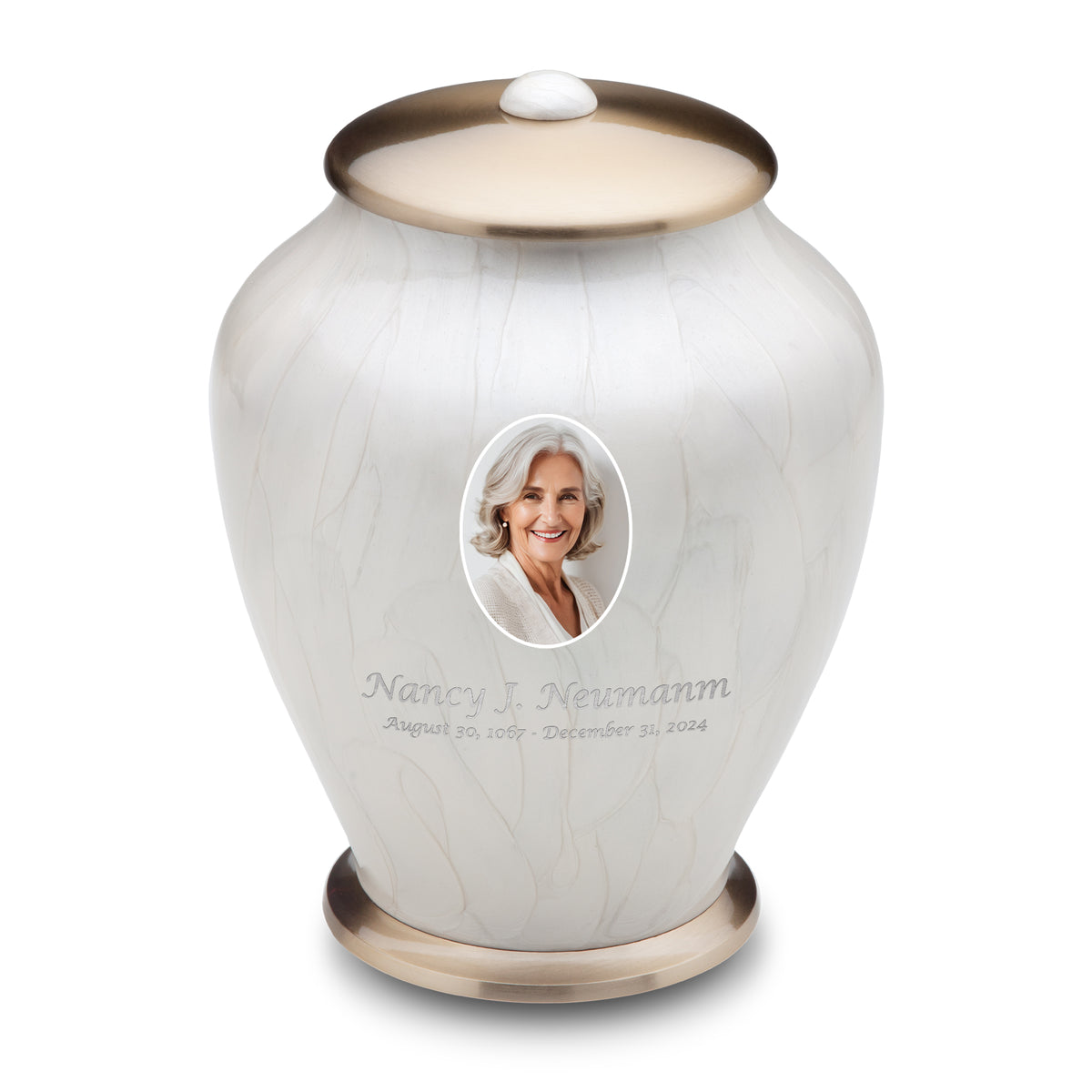 Adult Tall Simplicity Portrait Pearl Cremation Urn - COMFORT by LoveUrns