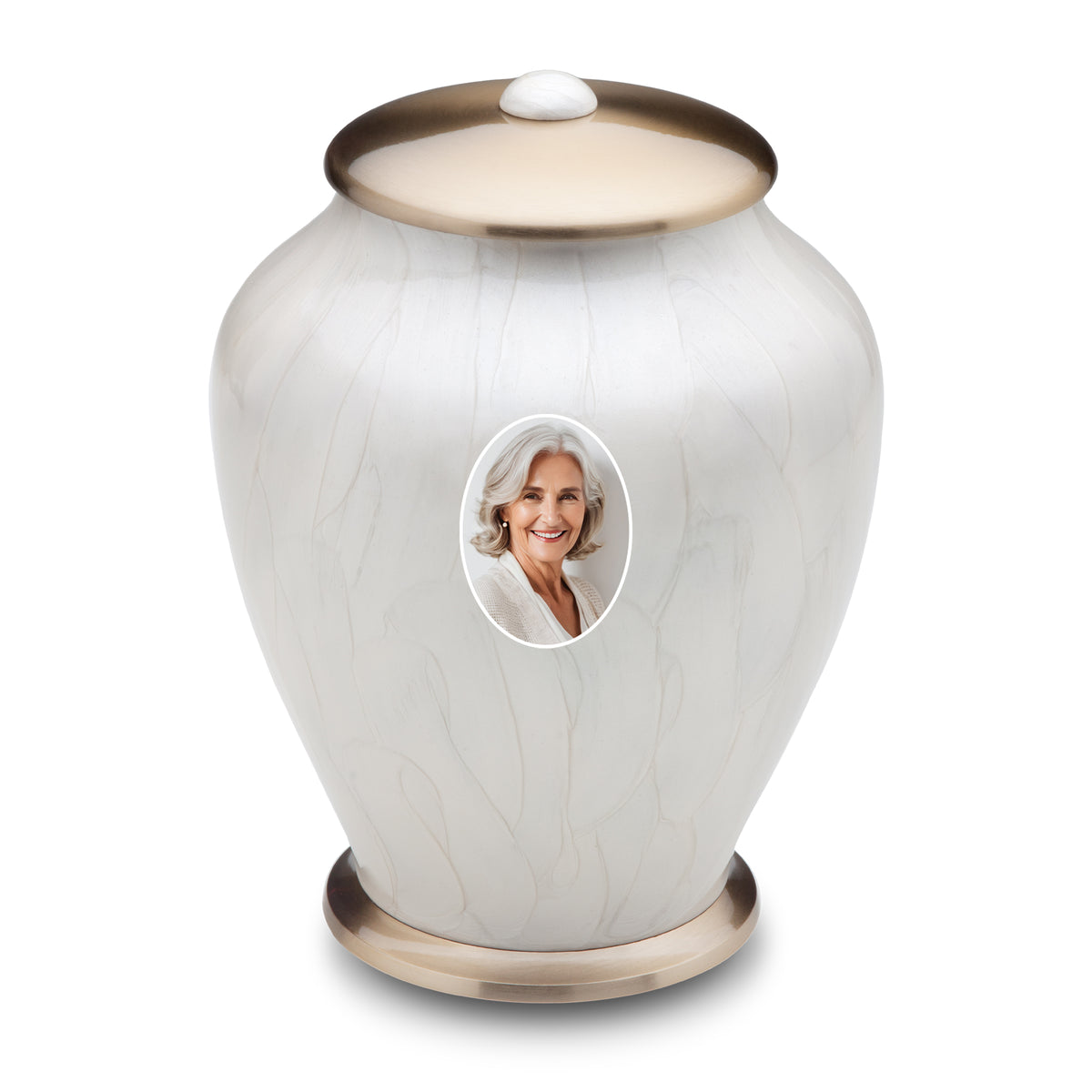 Adult Tall Simplicity Portrait Pearl Cremation Urn - COMFORT by LoveUrns