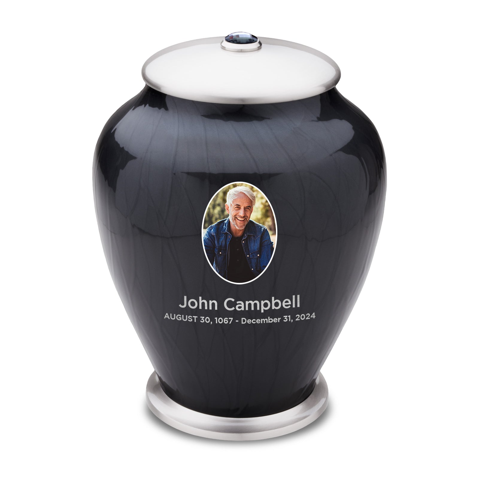 Adult Tall Simplicity Portrait Midnight Pearl Cremation Urn - COMFORT by LoveUrns