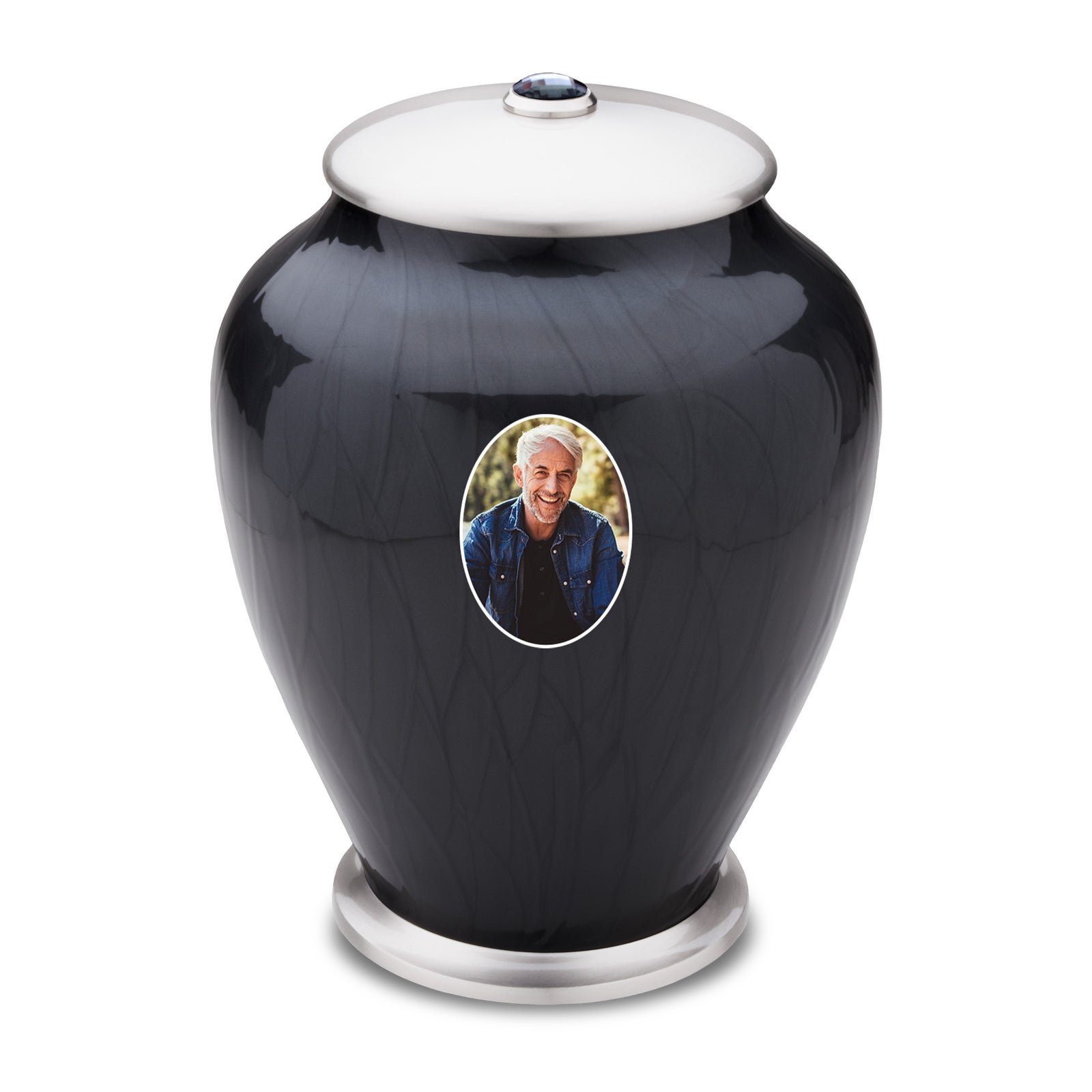 Adult Tall Simplicity Portrait Midnight Pearl Cremation Urn - COMFORT by LoveUrns