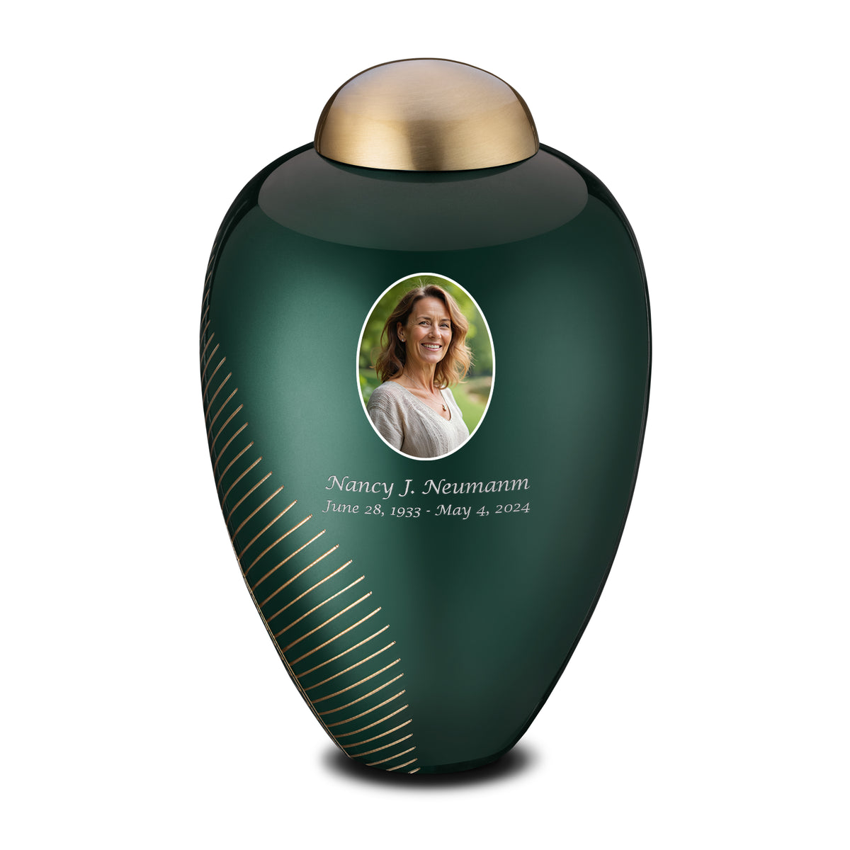 Adult Emerald Leaf Portrait Cremation Urn - COMFORT by LoveUrns