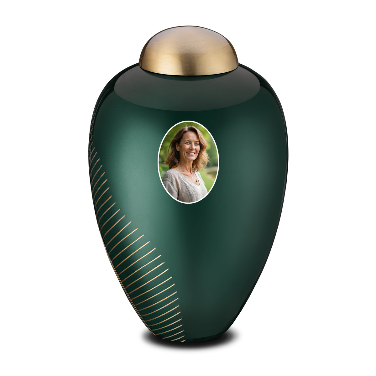 Adult Emerald Leaf Portrait Cremation Urn - COMFORT by LoveUrns