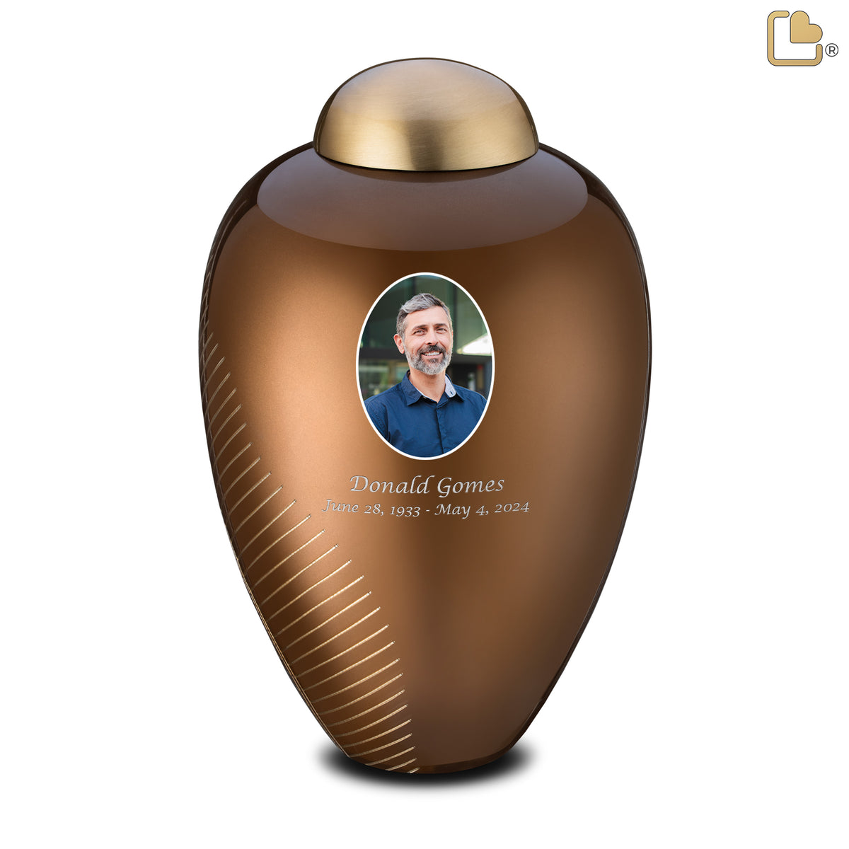 Adult Bronze Leaf Portrait Cremation Urn - COMFORT by LoveUrns