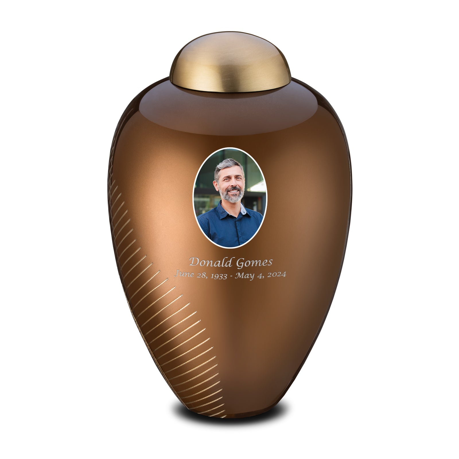 Adult Bronze Leaf Portrait Cremation Urn - COMFORT by LoveUrns