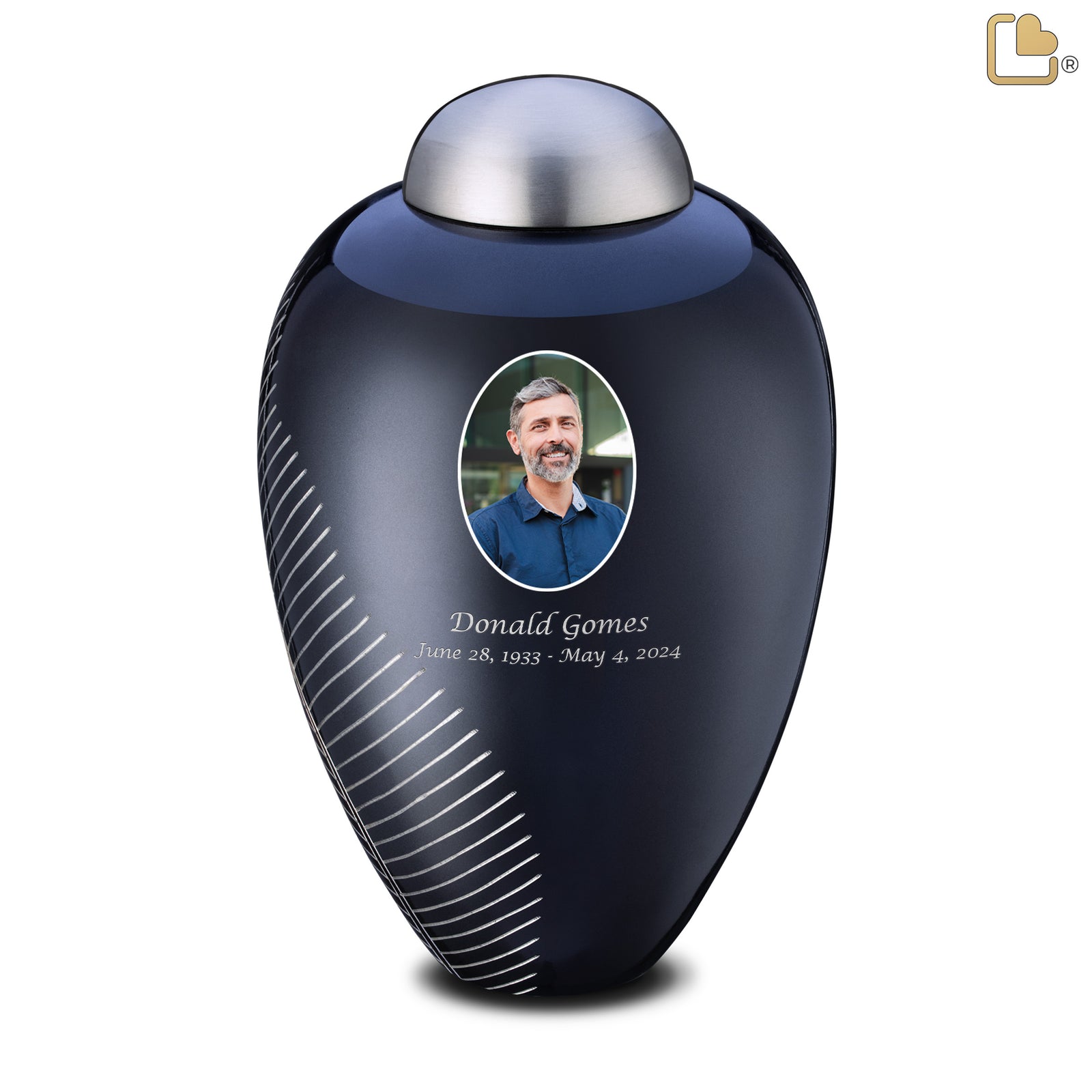 Adult Midnight Leaf Portrait Cremation Urn - COMFORT by LoveUrns