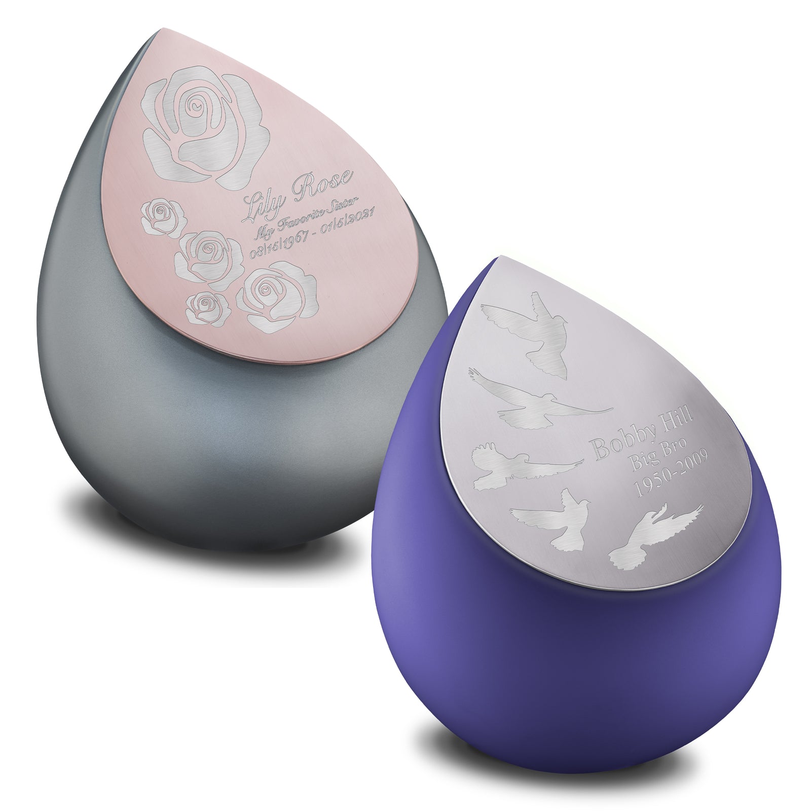 Adult Drop Navy & French Grey Companion Cremation Urn - Set of 2