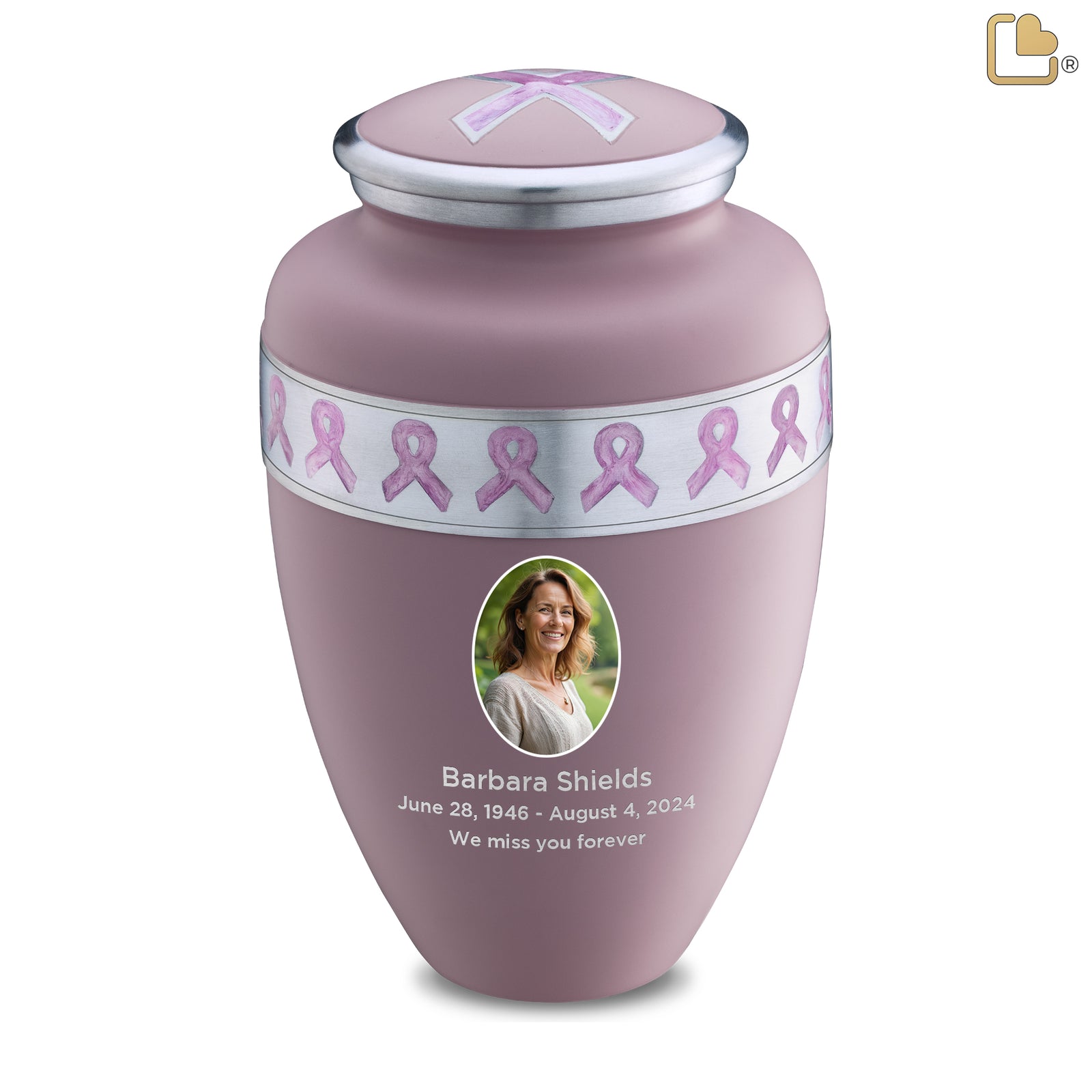 Adult Awareness Portrait Pink Cremation Urn