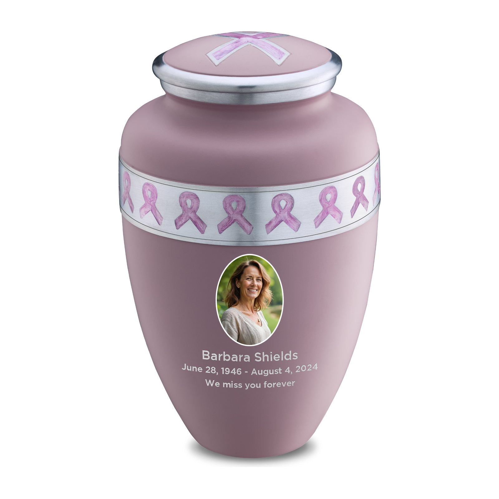 Adult Awareness Portrait Pink Cremation Urn