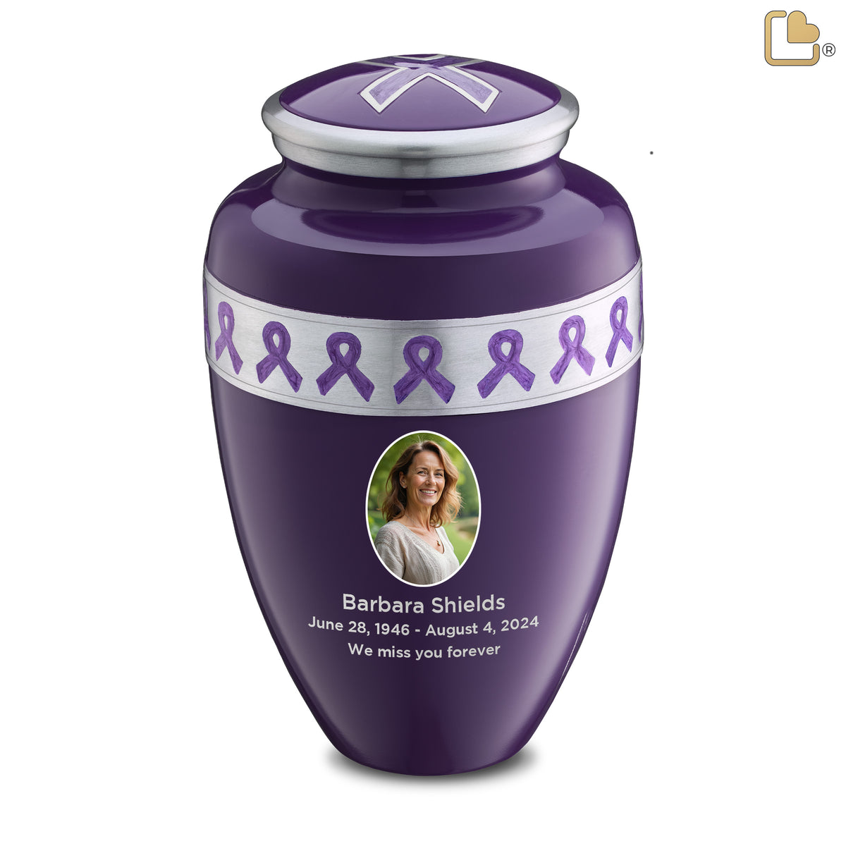 Adult Awareness Portrait Purple Cremation Urn