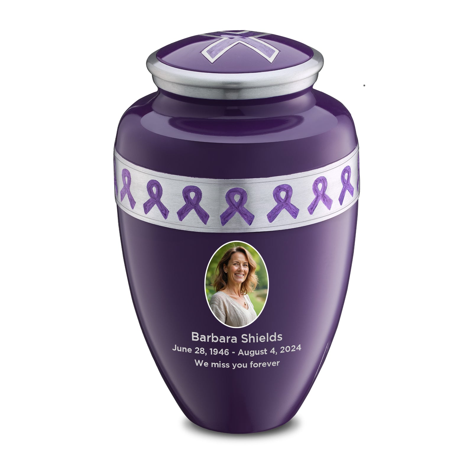 Adult Awareness Portrait Purple Cremation Urn
