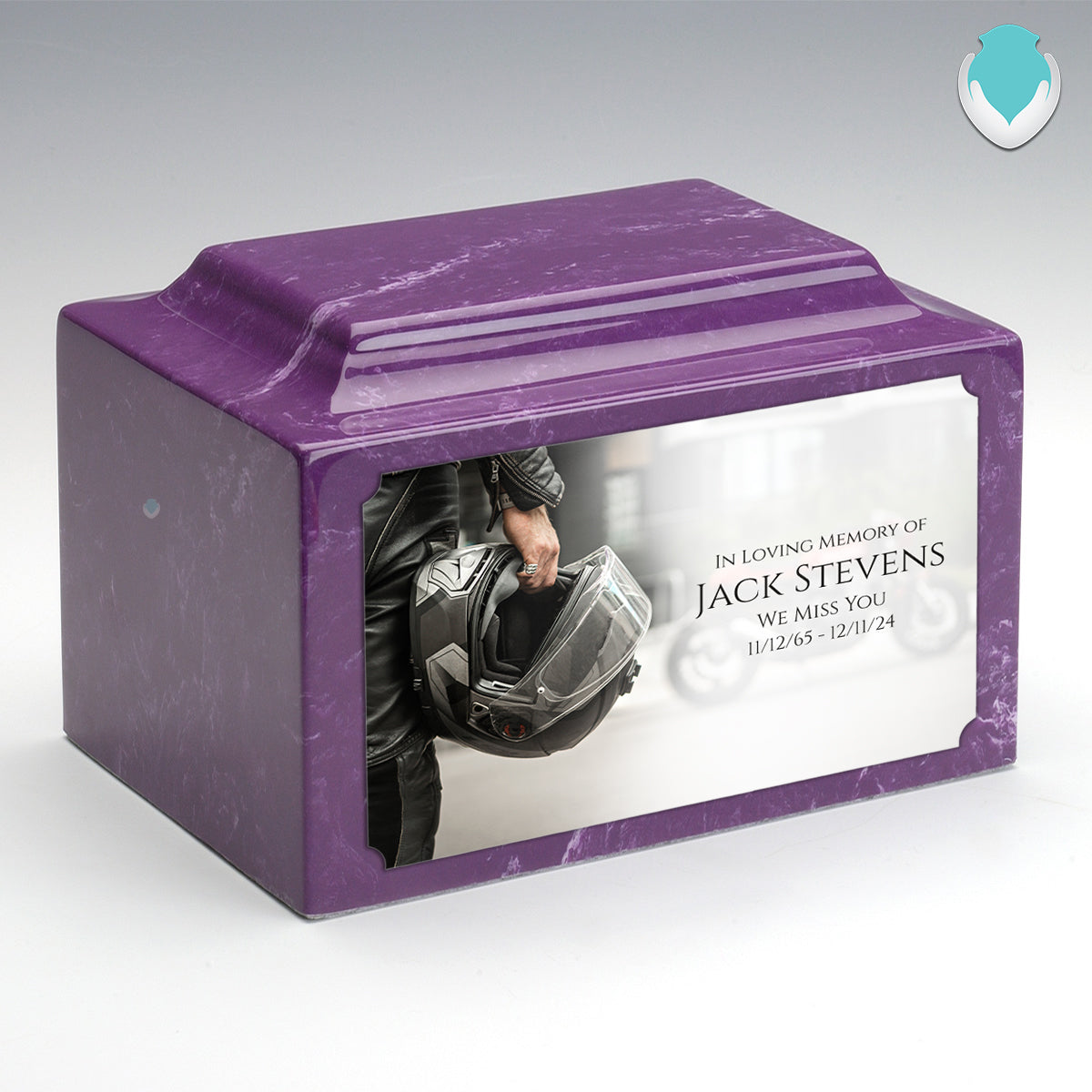 Adult Legacy Custom Printed Motorcycle Helmet Cultured Marble Urns by MacKenzie