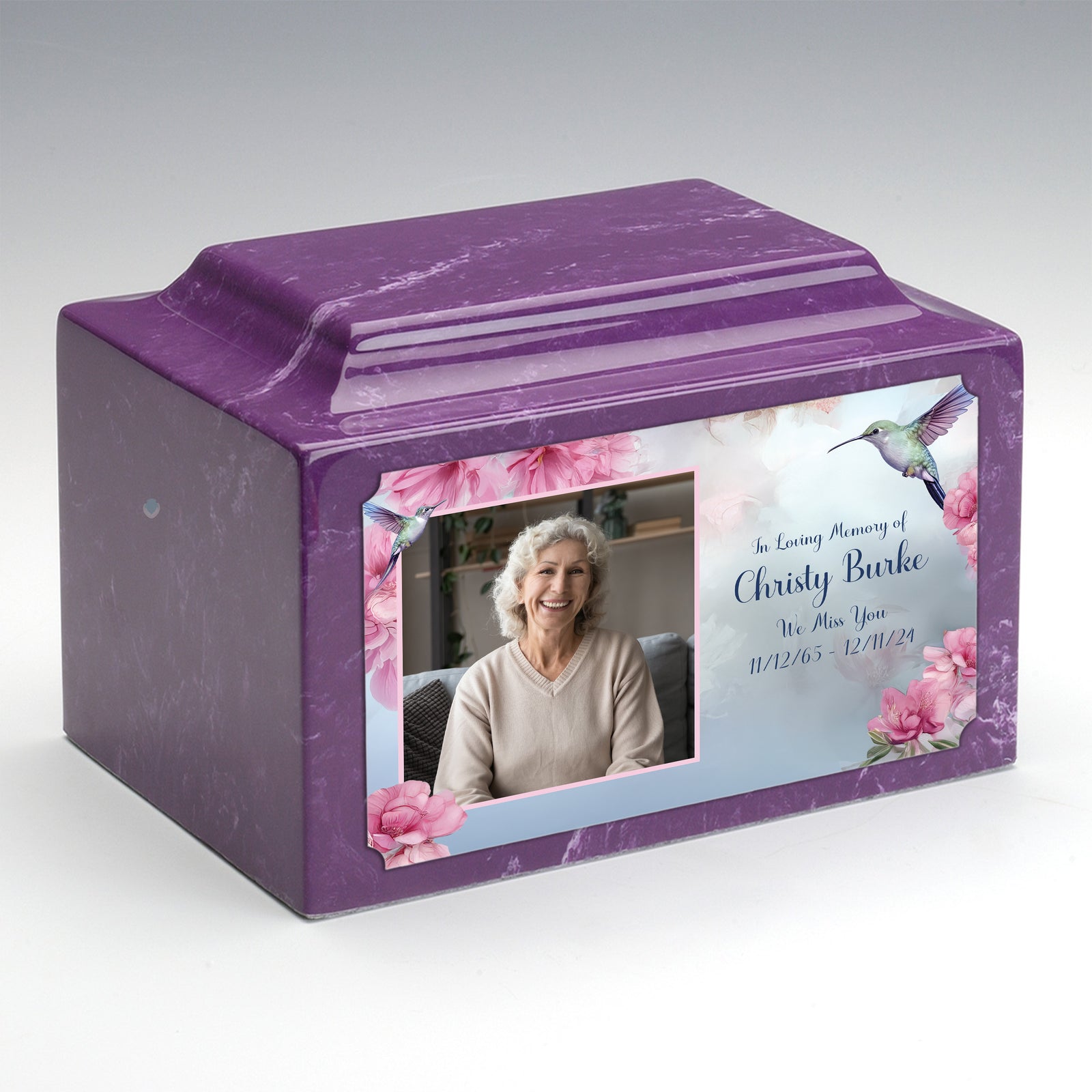 Adult Legacy Custom Printed Photo Hummingbird Cultured Marble Urns by MacKenzie