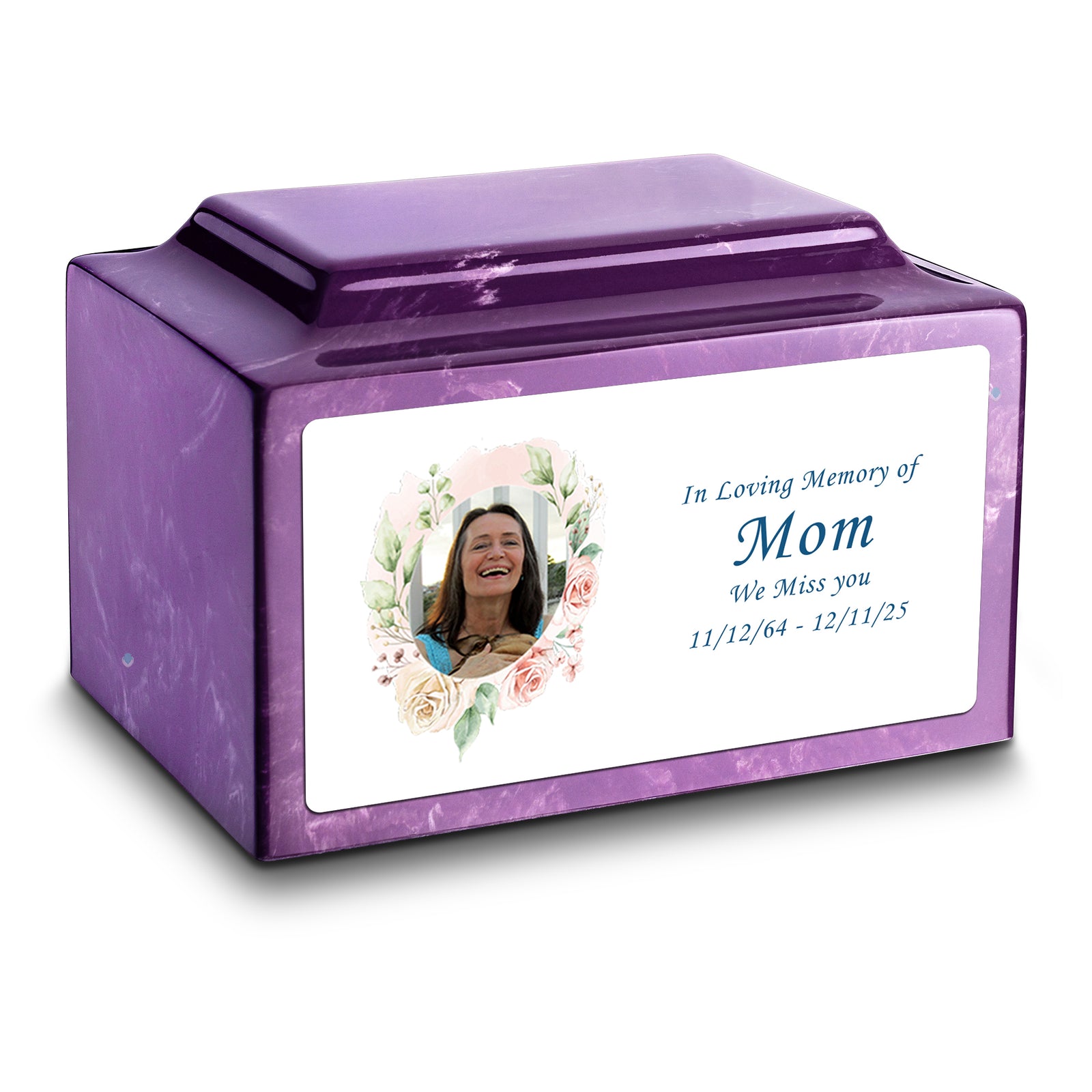 Adult Legacy Custom Printed Flower Photo Frame Cultured Marble Urns by MacKenzie