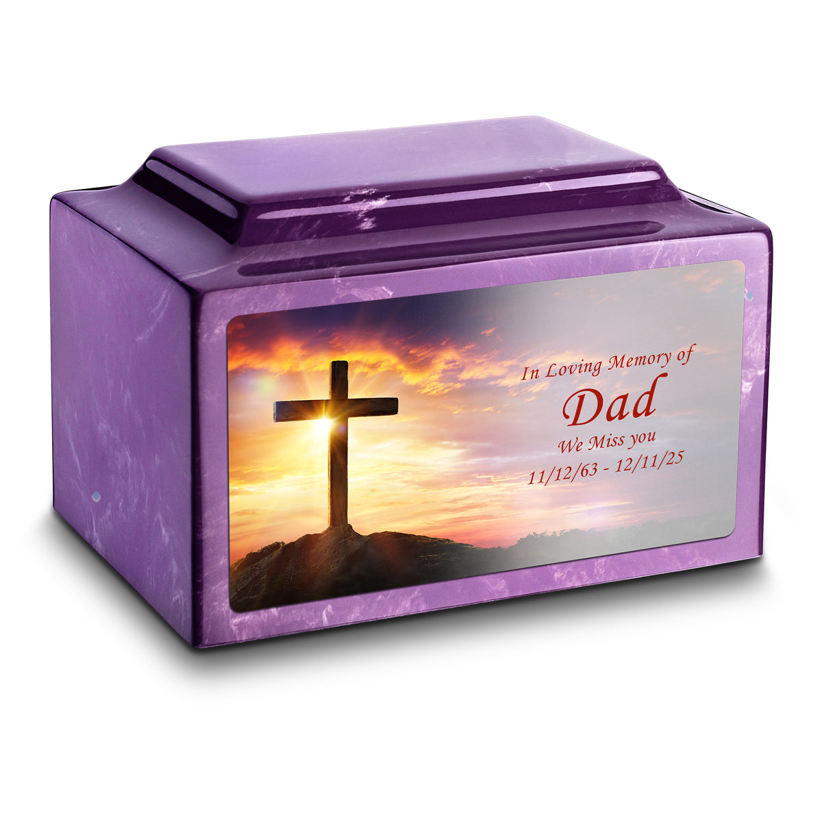 Adult Legacy Custom Printed Cross Cultured Marble Urns by MacKenzie