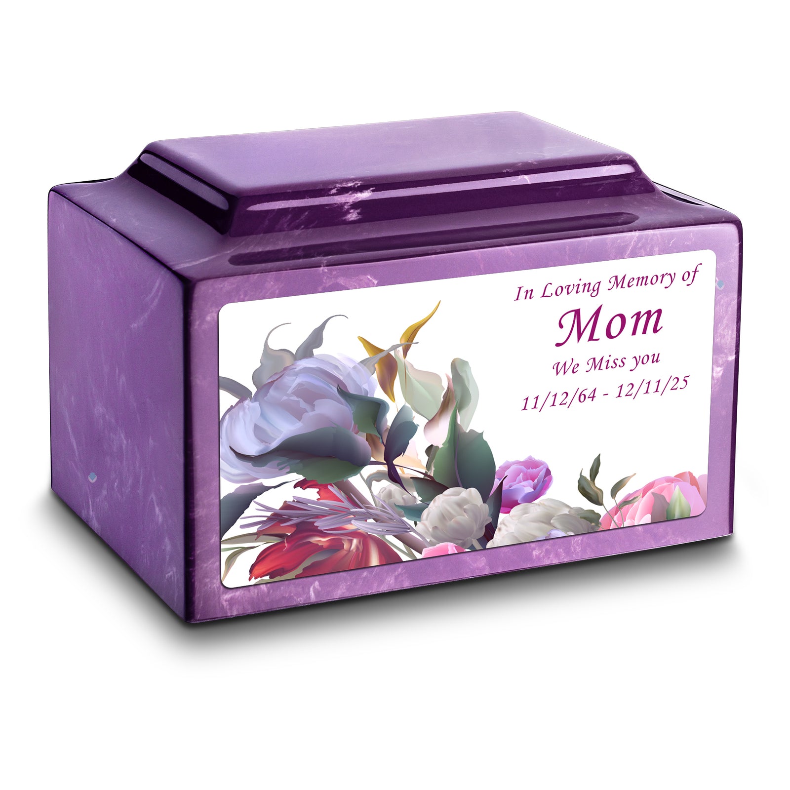 Adult Legacy Custom Printed Modern Flowers Cultured Marble Urns by MacKenzie