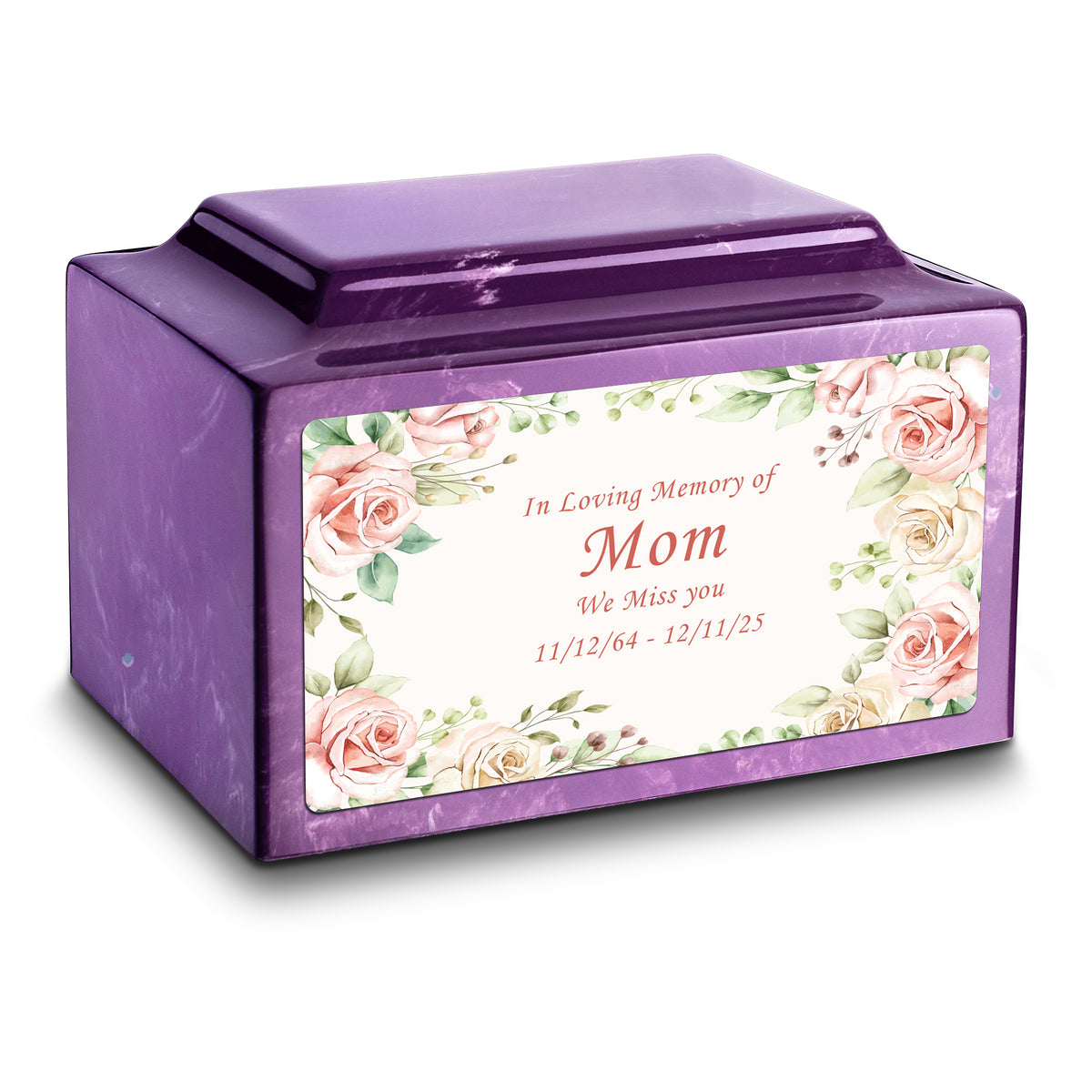 Adult Legacy Custom Printed Flower Frame Cultured Marble Urns by MacKenzie