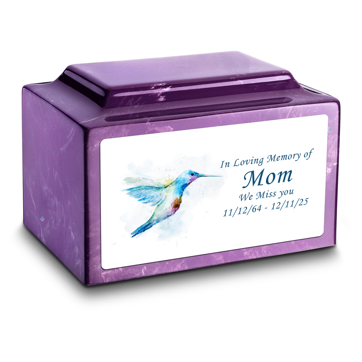 Adult Legacy Custom Printed Hummingbird Cultured Marble Urns by MacKenzie