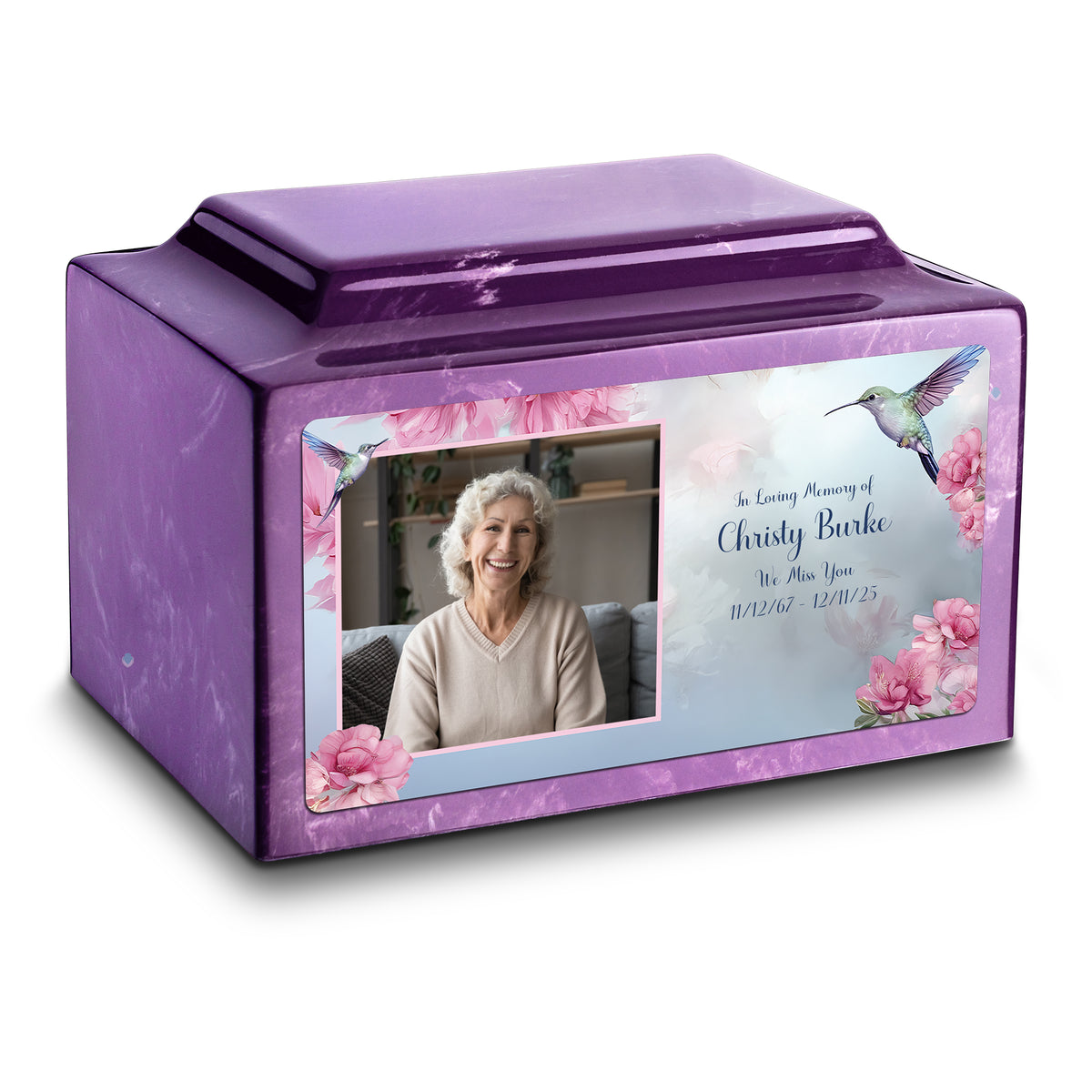 Adult Legacy Custom Printed Photo Hummingbird Cultured Marble Urns by MacKenzie